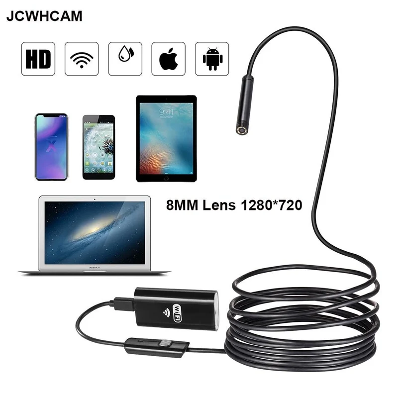 8mm 1 / 2 / 3 / 5M WIFI Caméra Endoscope Mini Caméra d'inspection de câble souple étanche Endoscope USB Endoscope BOS Endoscope IOS pour Iphone