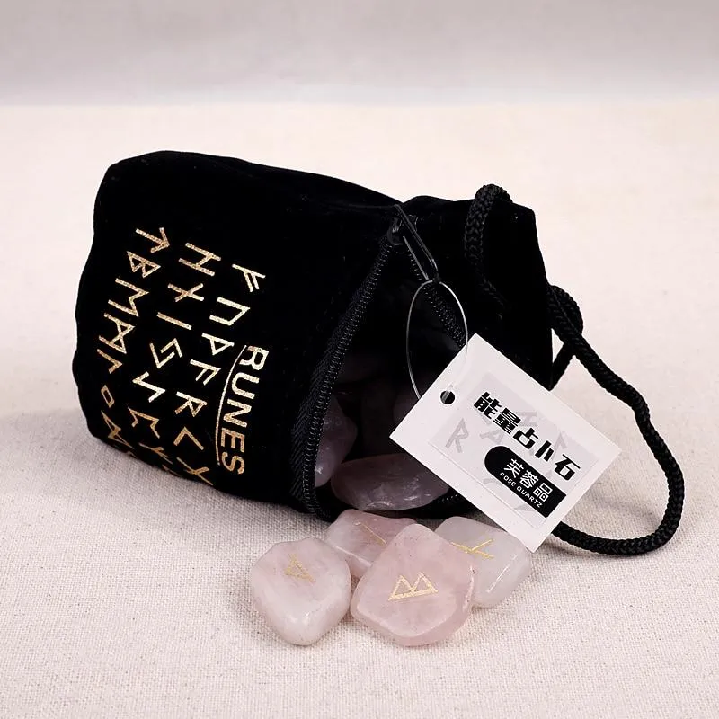 Runes Cristaux De Pierre Rune Pierres Runas Vikingas Piedra Pour Divination Naturel Sculpté Reiki Guérison Fortune révélatrice Rune Gravée