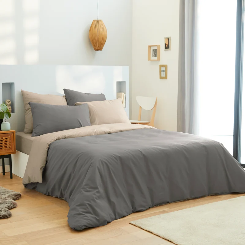 Pack 6 pièces Housse de couette 220 x 240 cm - Drap housse 140 x 190 cm - 100% Coton 57 Fils