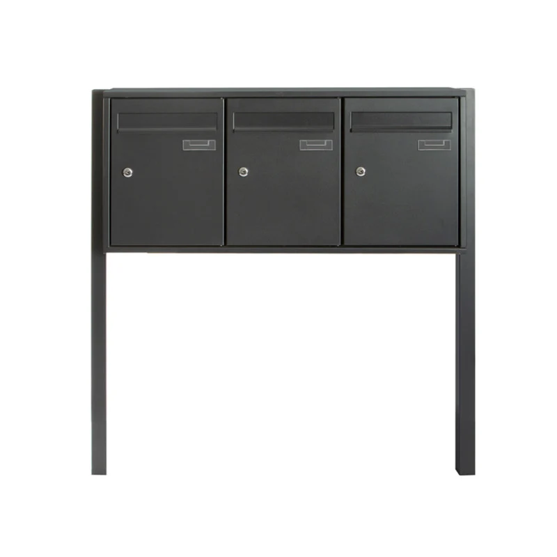 Boîte aux lettres 3 compartiments sur pieds - Anthracite