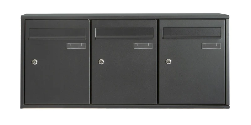 Boîte aux lettres 3 compartiments - noir mat