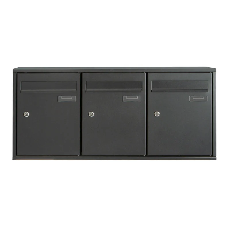 Boîte aux lettres 3 compartiments - noir mat