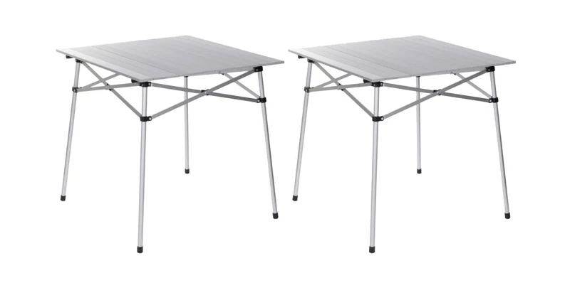 Lot de 2 tables à lattes de camping - Housse de transport inclus - 70 x 70 x 70 cm