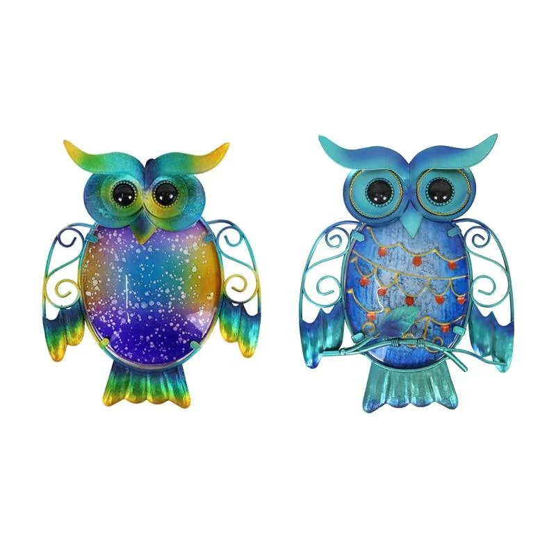 Hibou en métal fait à la main Art à la maison pour la décoration de jardin Statues d'extérieur Accessoires Sculptures et miniatures Animales Jardin Ensemble de 2