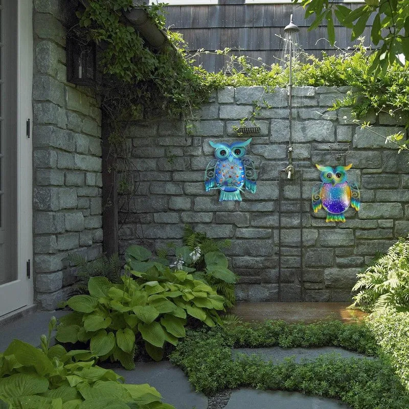 Hibou en métal fait à la main Art à la maison pour la décoration de jardin Statues d'extérieur Accessoires Sculptures et miniatures Animales Jardin Ensemble de 2