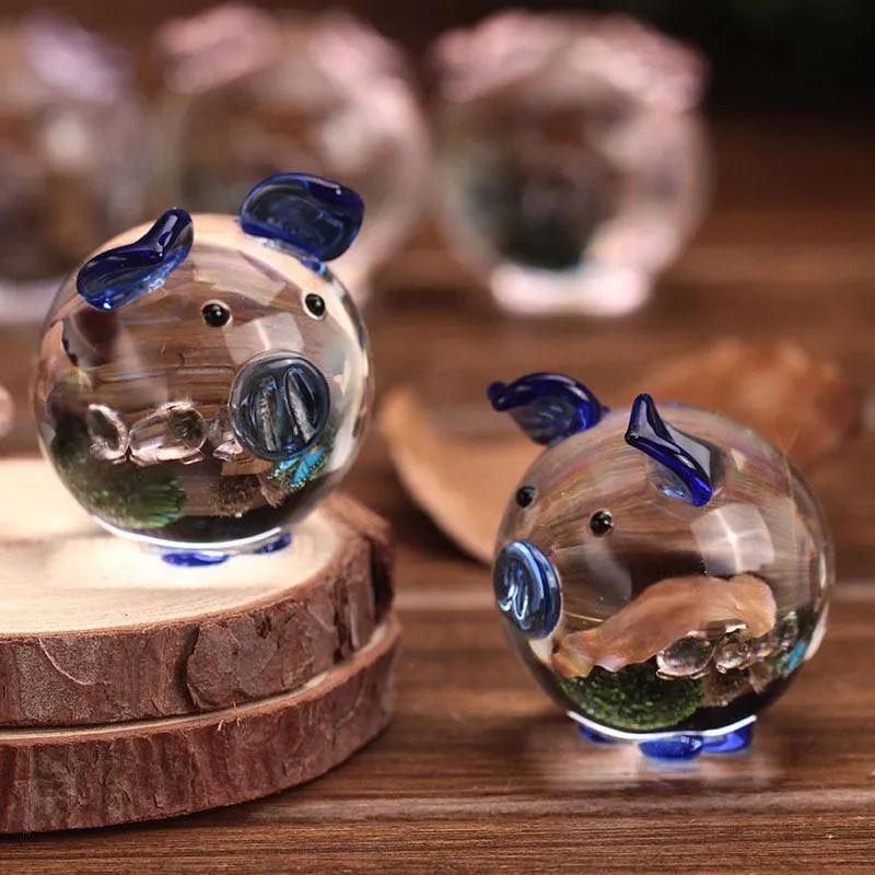 Creative Mini mignon cristal cochon Figurines ornements Couple cochon Miniature bureau artisanat enfant jouet cadeaux décoration de la maison ameublement