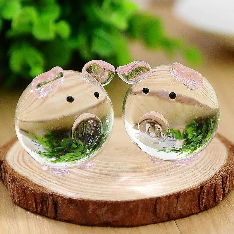 Creative Mini mignon cristal cochon Figurines ornements Couple cochon Miniature bureau artisanat enfant jouet cadeaux décoration de la maison ameublement
