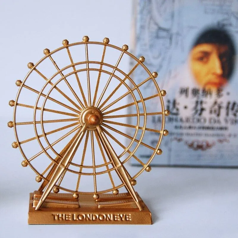 Européenne Creative Métal Grande Roue Ménage Bureau Décoration Miniature Sculpture Métal Artisanat Fer Art Rétro D