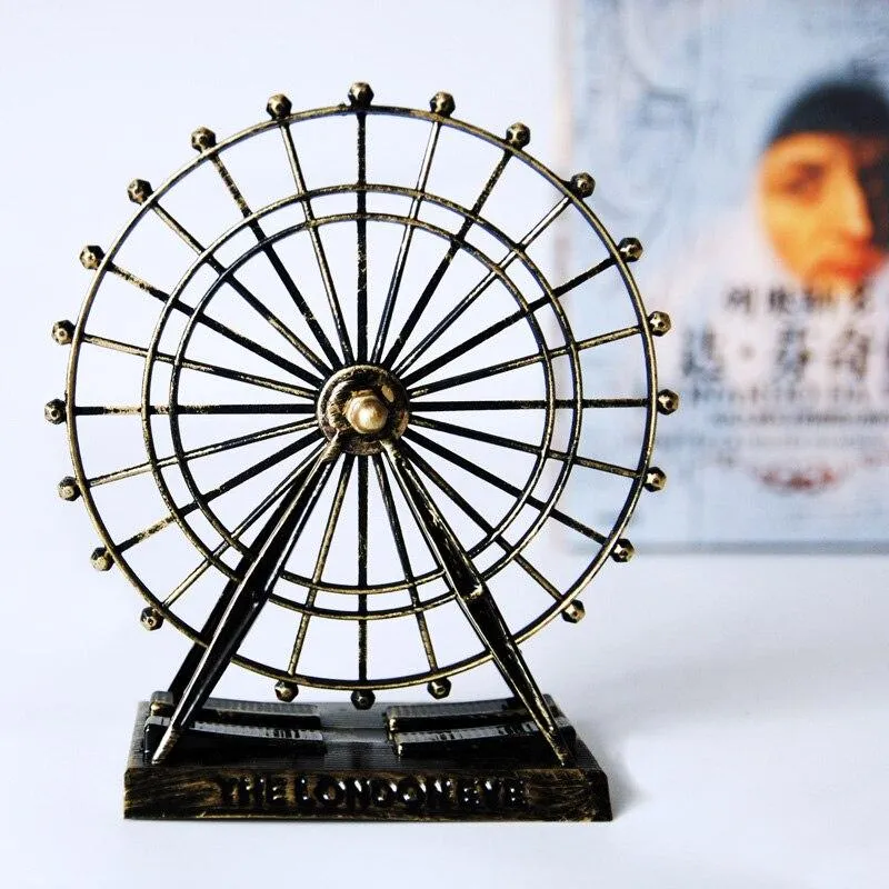 Européenne Creative Métal Grande Roue Ménage Bureau Décoration Miniature Sculpture Métal Artisanat Fer Art Rétro D