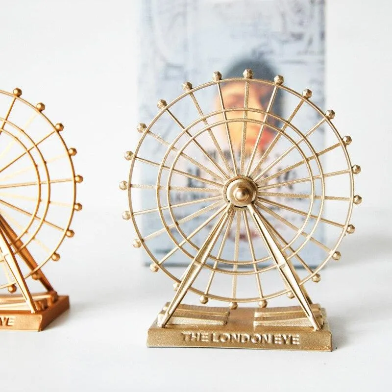 Européenne Creative Métal Grande Roue Ménage Bureau Décoration Miniature Sculpture Métal Artisanat Fer Art Rétro D