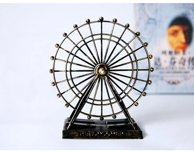 Européenne Creative Métal Grande Roue Ménage Bureau Décoration Miniature Sculpture Métal Artisanat Fer Art Rétro D