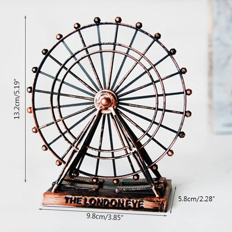 Européenne Creative Métal Grande Roue Ménage Bureau Décoration Miniature Sculpture Métal Artisanat Fer Art Rétro D