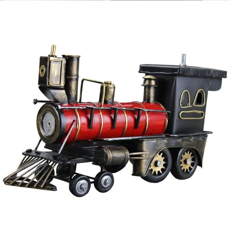 Train en métal Figurines miniatures artisanat ornements de bureau Antique modèle de voiture artisanat chambre décoration décor à la maison cadeaux d'anniversaire