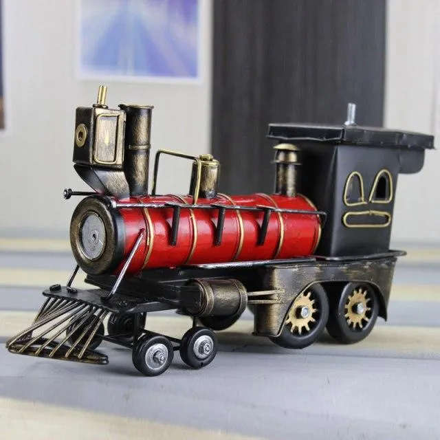 Train en métal Figurines miniatures artisanat ornements de bureau Antique modèle de voiture artisanat chambre décoration décor à la maison cadeaux d'anniversaire