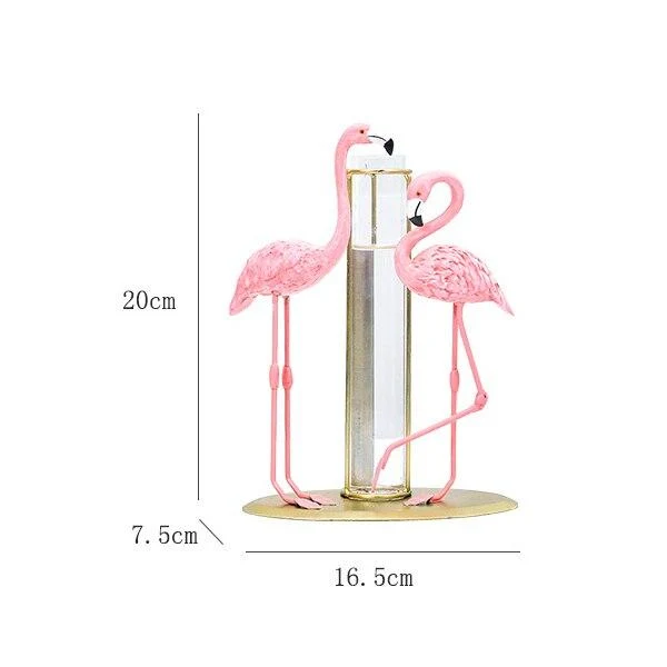 Creative Simple Moderne En Fer Forgé Flamant Doré Vase Hydroponique Ornement Flamingo Lampe Maison Bureau Décor De Bureau Artisanat Cadeau