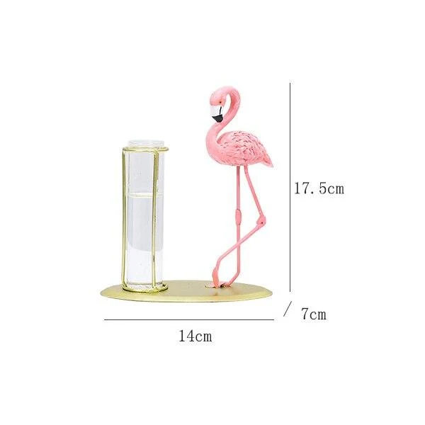 Creative Simple Moderne En Fer Forgé Flamant Doré Vase Hydroponique Ornement Flamingo Lampe Maison Bureau Décor De Bureau Artisanat Cadeau