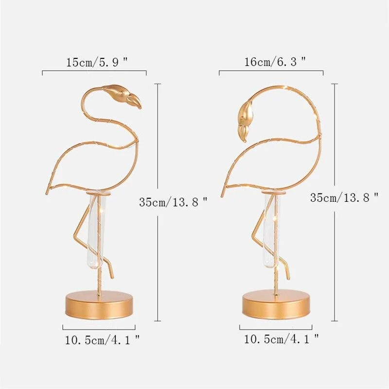 Creative Simple Moderne En Fer Forgé Flamant Doré Vase Hydroponique Ornement Flamingo Lampe Maison Bureau Décor De Bureau Artisanat Cadeau