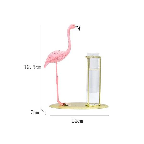 Creative Simple Moderne En Fer Forgé Flamant Doré Vase Hydroponique Ornement Flamingo Lampe Maison Bureau Décor De Bureau Artisanat Cadeau