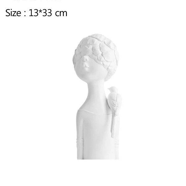 Sculpture abstraite fille de fleur avec oiseau décoration de la maison ornements résine Figurine artisanat bureau bureau décor TV armoire décoration