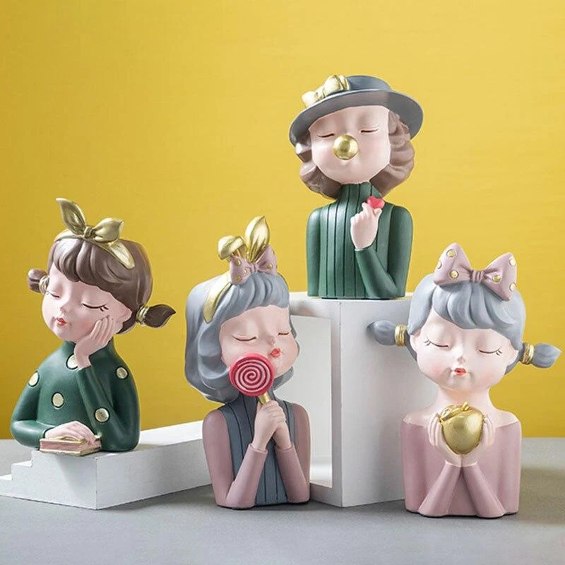 Creative Girl Figurines Articles Divers De Stockage Ornement Arrangement De Fleurs Salon Décoration Ameublement Décor De Chevet Artisanat