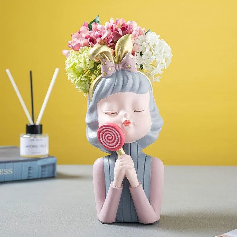 Creative Girl Figurines Articles Divers De Stockage Ornement Arrangement De Fleurs Salon Décoration Ameublement Décor De Chevet Artisanat