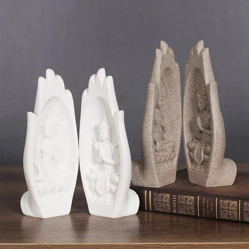 Chanceux créatif résine bouddha main Sculpture bouddha ornements décorations pour la maison Feng Shui ornements photographie accessoires