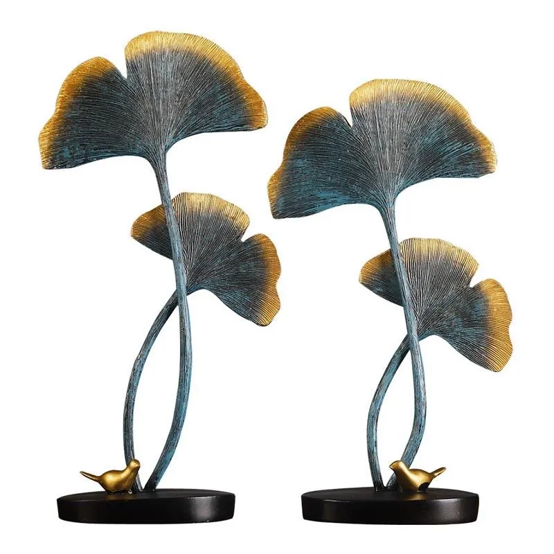 Résine biomimétique feuille de Ginkgo décoration de la maison accessoires porche el décoration ornements accessoires de photographie cadeaux de mariage