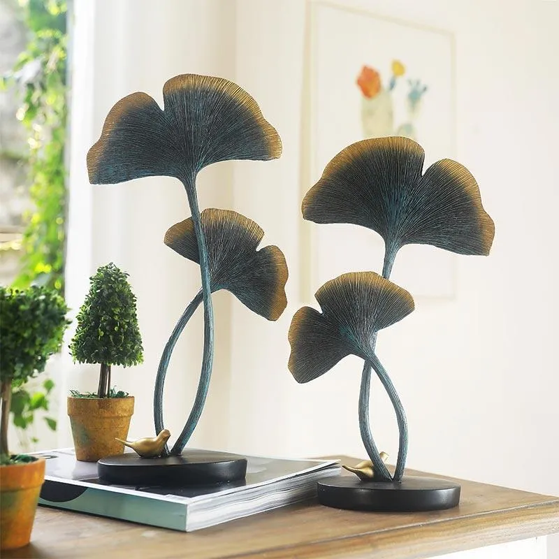 Résine biomimétique feuille de Ginkgo décoration de la maison accessoires porche el décoration ornements accessoires de photographie cadeaux de mariage