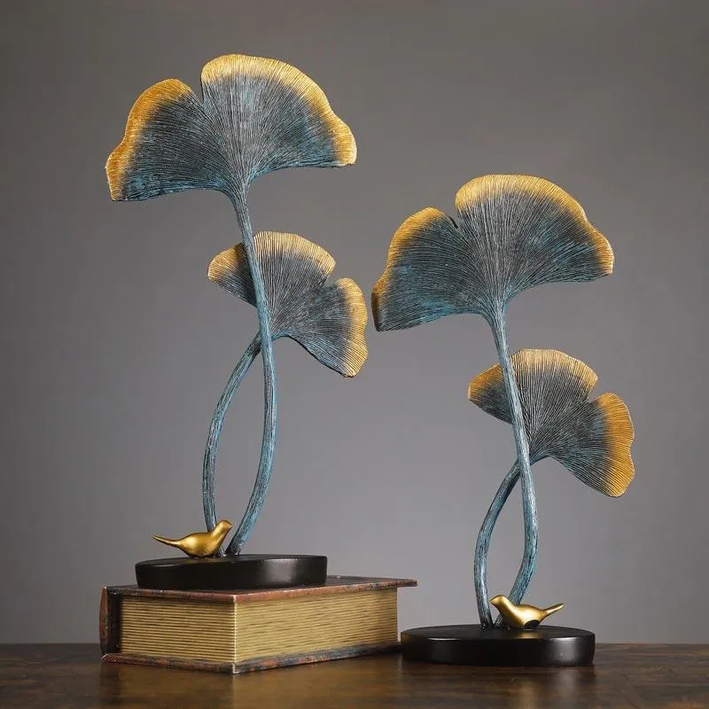 Résine biomimétique feuille de Ginkgo décoration de la maison accessoires porche el décoration ornements accessoires de photographie cadeaux de mariage