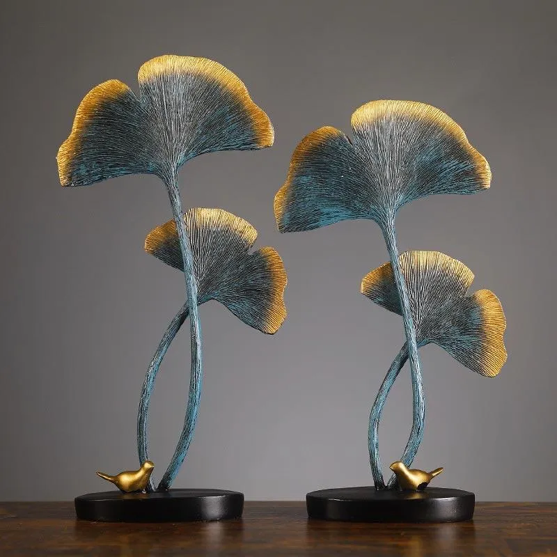 Résine biomimétique feuille de Ginkgo décoration de la maison accessoires porche el décoration ornements accessoires de photographie cadeaux de mariage