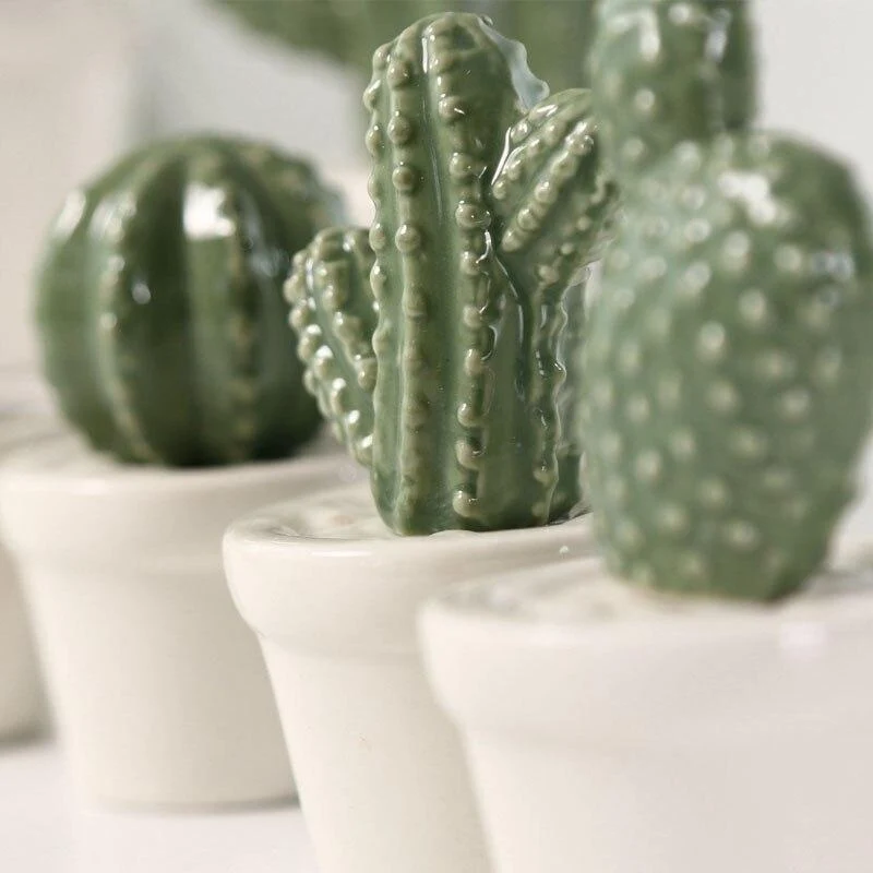 Creative Céramique Simulation Cactus Figurines Modèle Miniature Bureau À Domicile Chambre Décoration Bonsaï Ornement De Bureau Artisanat Cadeaux