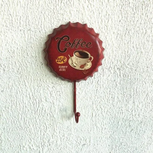 Métal Décoration Bière Cap Crochet Rétro Pendentif Créatif Bière Cap Modélisation Tenture Murale Décor Vêtements Boutique Dressing Manteau Crochet