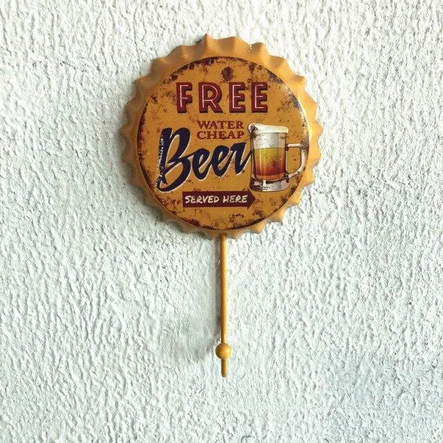 Métal Décoration Bière Cap Crochet Rétro Pendentif Créatif Bière Cap Modélisation Tenture Murale Décor Vêtements Boutique Dressing Manteau Crochet