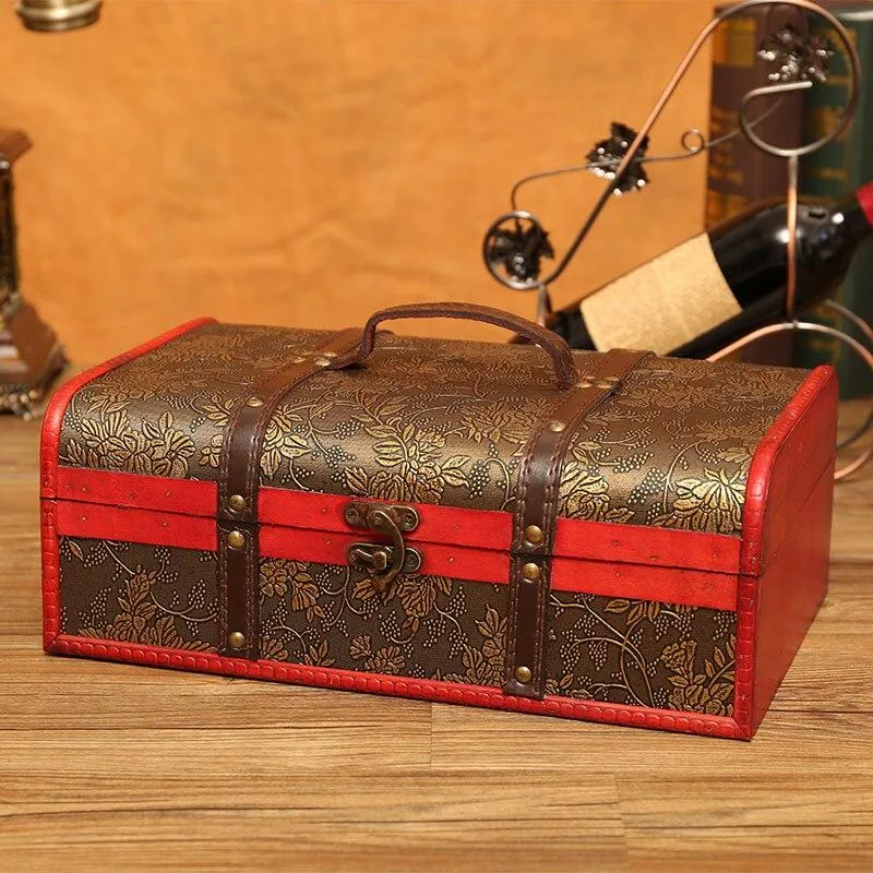 Classique en bois Double boîte à vin Portable archaïque boîte à vin rétro cadeau vin boîte de rangement bouteille poignée Bar accessoires
