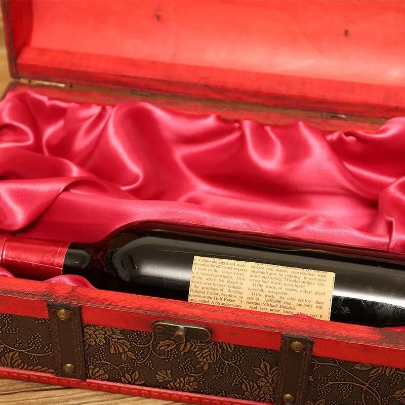 Classique en bois Double boîte à vin Portable archaïque boîte à vin rétro cadeau vin boîte de rangement bouteille poignée Bar accessoires