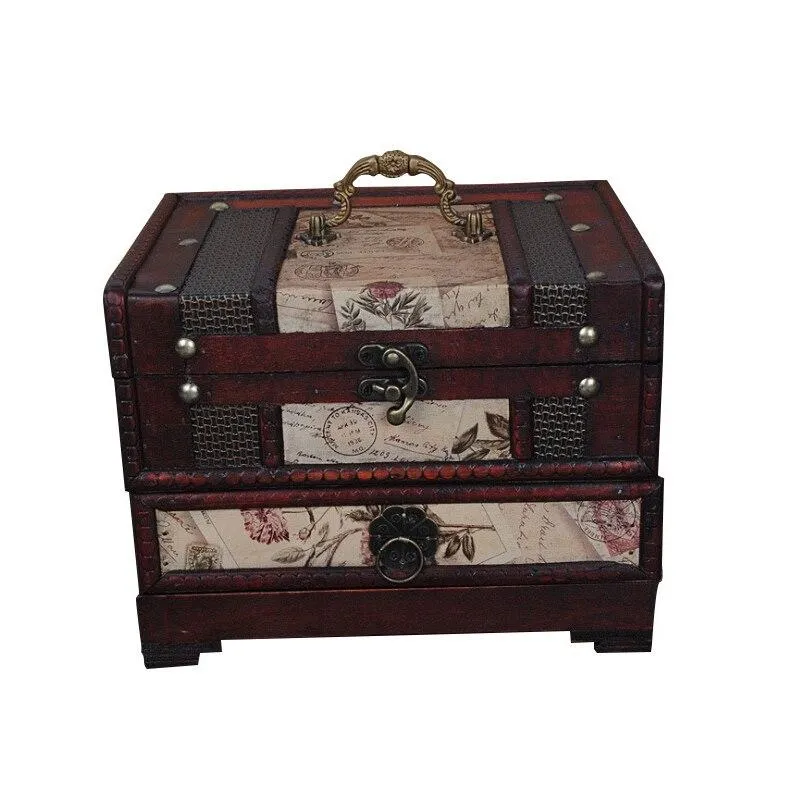 Boîte de rangement Vintage traditionnelle artisanat en bois nostalgique pour la décoration de la maison Figurines artisanat Figurines boîte de rangement de bijoux
