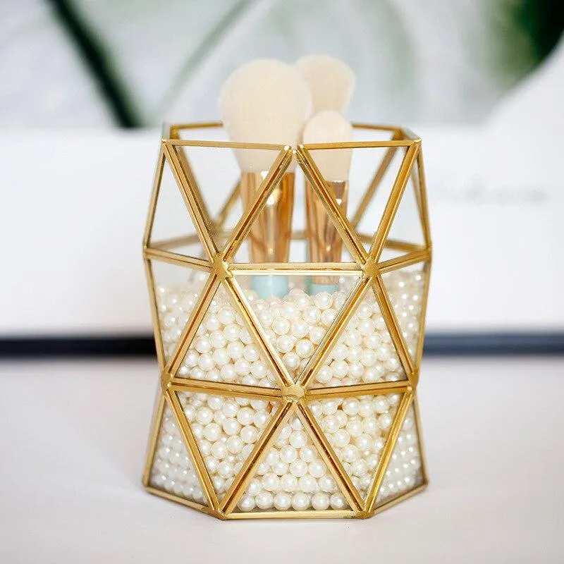 Multifonction Boîte De Rangement Divers Stockage Panier De Fruits Porte-Stylo Décoration de La Maison Ornement Cadre En Or Avec Verre Décor De Mariage