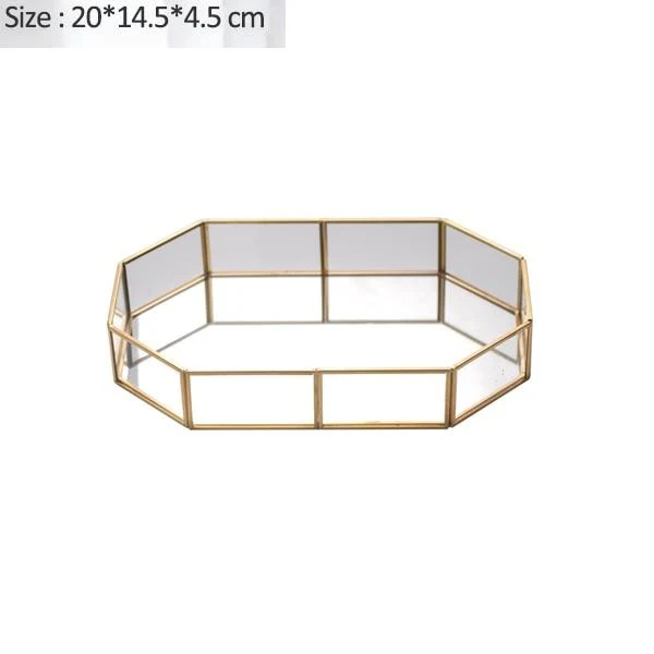 Multifonction Boîte De Rangement Divers Stockage Panier De Fruits Porte-Stylo Décoration de La Maison Ornement Cadre En Or Avec Verre Décor De Mariage