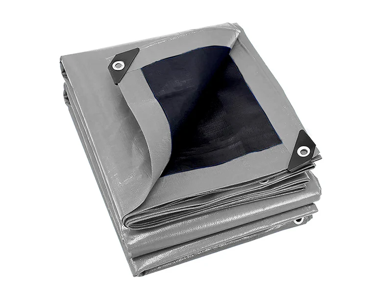 Bâche de protection renforcée 200 g / m2 - Noire et grise