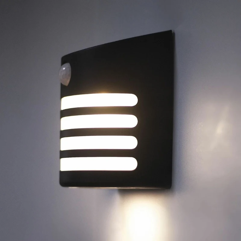 Applique murale solaire d'extérieur noire – Sans Fil avec Détecteur de Mouvement