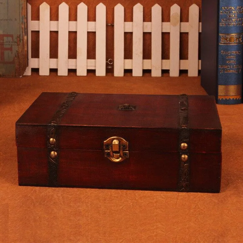 Boîte de rangement en bois rétro antique ornements boîte de rangement de bijoux en bois classique boîtes à cosmétiques décoration de ménage artisanat cadeaux