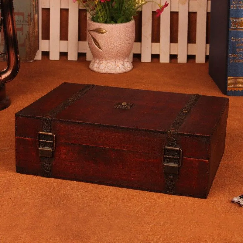 Boîte de rangement en bois rétro antique ornements boîte de rangement de bijoux en bois classique boîtes à cosmétiques décoration de ménage artisanat cadeaux