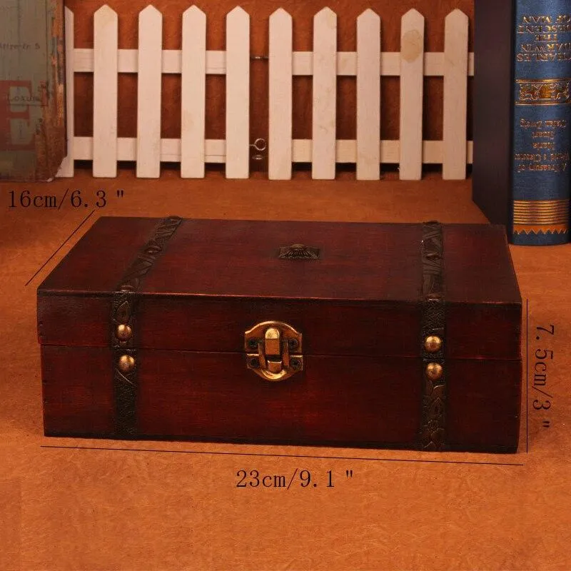 Boîte de rangement en bois rétro antique ornements boîte de rangement de bijoux en bois classique boîtes à cosmétiques décoration de ménage artisanat cadeaux