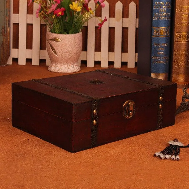 Boîte de rangement en bois rétro antique ornements boîte de rangement de bijoux en bois classique boîtes à cosmétiques décoration de ménage artisanat cadeaux