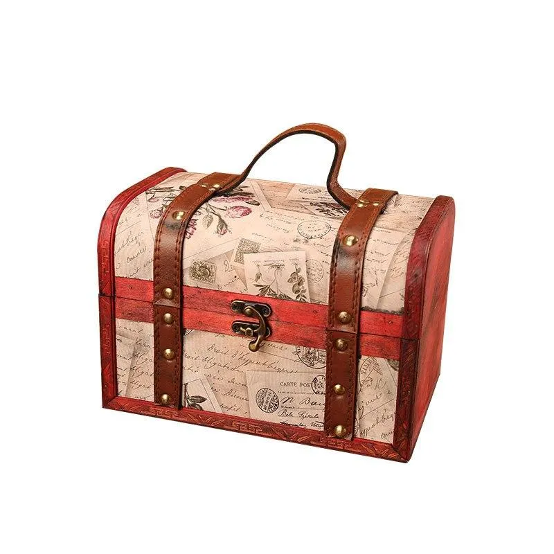 Boîte en bois classique européenne rétro boîte de rangement créative Antique coffre au trésor ornements ménage Vintage décoration de la maison cadeau