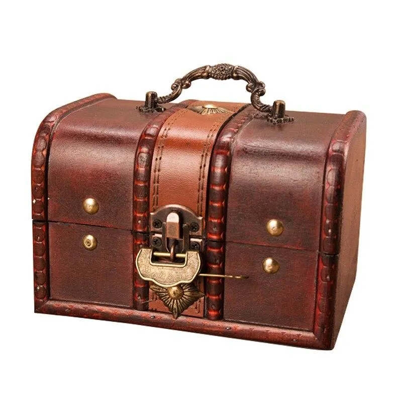 Boîte en bois classique créative européenne boîte de rangement rétro antique coffre au trésor ornements ménage Vintage décoration de la maison cadeau