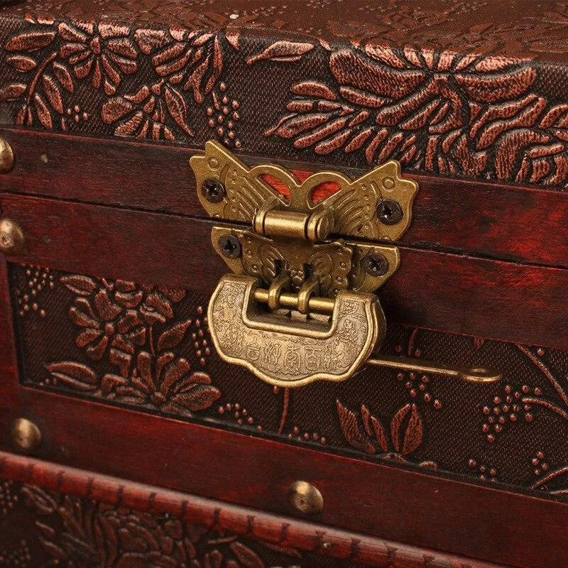Antique Europe ancienne boîte de rangement en bois avec serrure grande boîte à bijoux ornement boîtes de rangement de bijoux simples avec miroir cadeaux de mariage