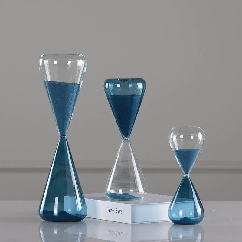 Creative Moitié Transparent Moitié Bleu Sable Sablier Ornements Simple Sable Verre Artisanat Maison Porche Minuterie Décoration Cadeaux D'anniversaire