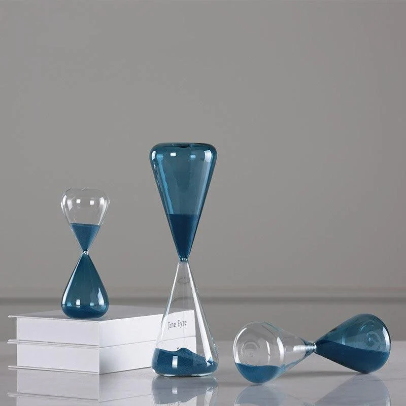 Creative Moitié Transparent Moitié Bleu Sable Sablier Ornements Simple Sable Verre Artisanat Maison Porche Minuterie Décoration Cadeaux D'anniversaire