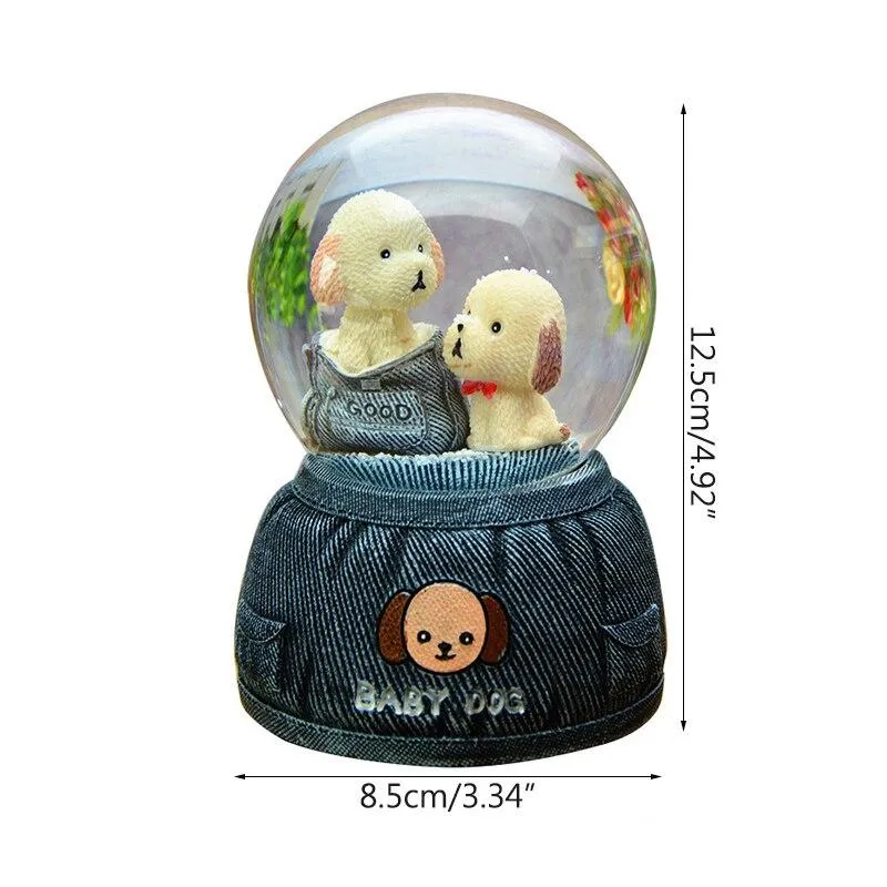 Mignon bébé chien modèle Miniature boule de cristal pour la décoration de la maison ornements Figurines en résine artisanat cadeaux d'anniversaire pour les étudiants